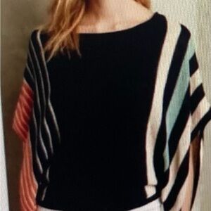 Anthropologie Moth Briston Stripe Poncho Lightweight Sweater-Excellent Condition